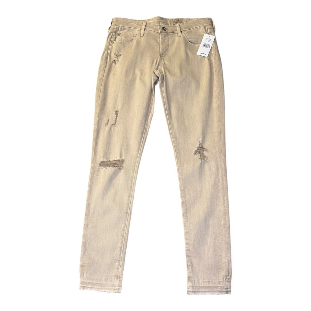 AG Jeans The Legging Ankle Super Skinny Jeans Tan Distressed‎ Size 4 (27)